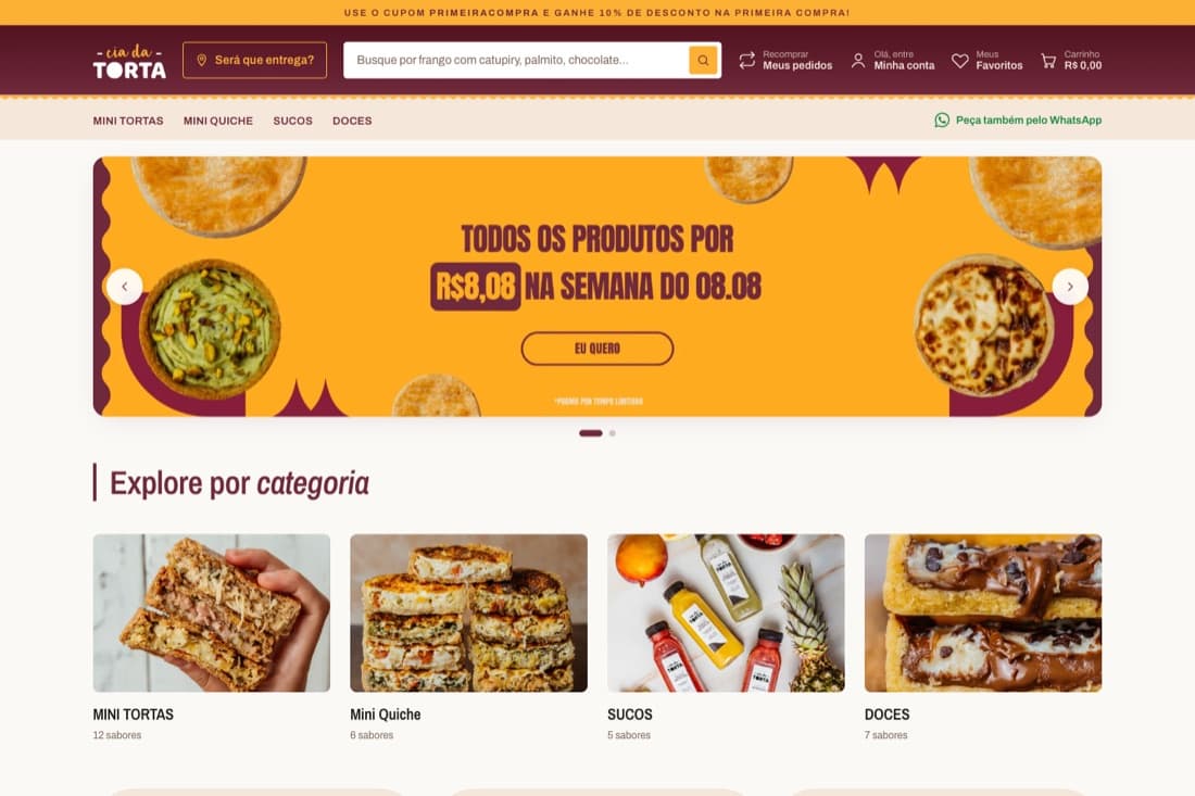 Home do e-commerce da Cia da Torta